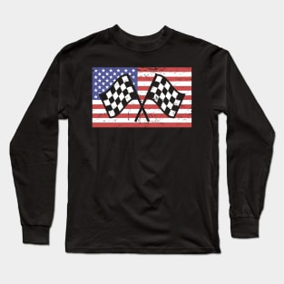 American Flag | Race Car Racing Gift Long Sleeve T-Shirt